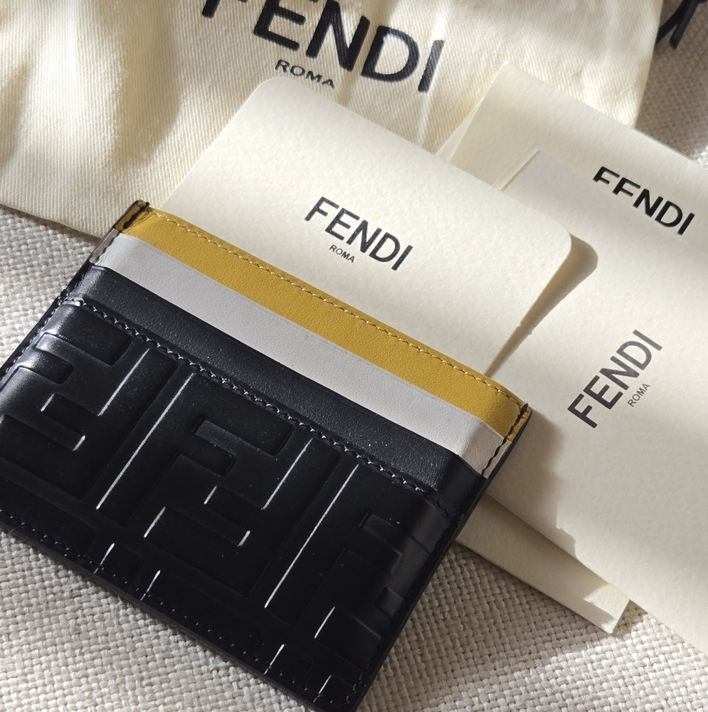 Fendi Black and Yellow Card Holder